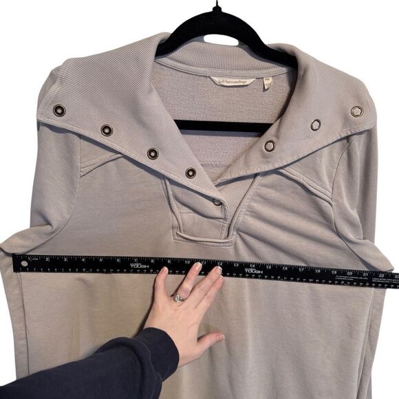 Soft Surroundings- Exposed Seam Button Oversized Spread Collar Sweatshirt, PXL - Picture 5 of 8